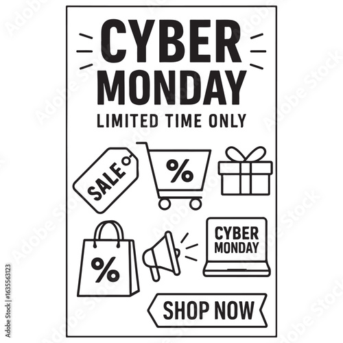 Cyber Monday promotion banner, Poster template vector