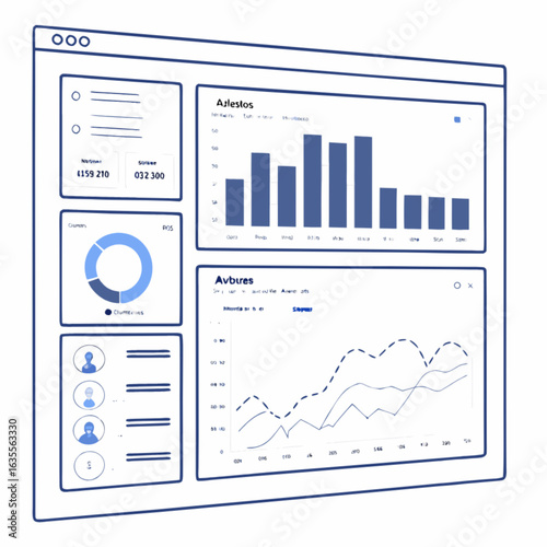 Data analytics dashboard ui design for business intelligence and data visualization with charts and graphs
