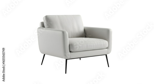 Modern White Armchair Isolated on Transparent Background