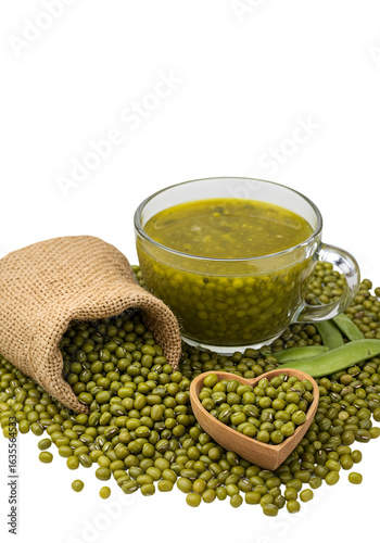 Mung Bean Soup Illustration Showing Healthy Food with Green Beans and Transparent Bowl