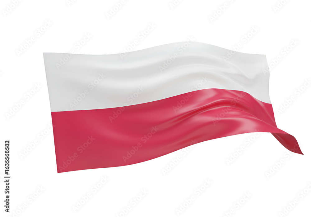 Naklejka premium Realistic 3D Render of Waving Polish Flag on Transparent Background