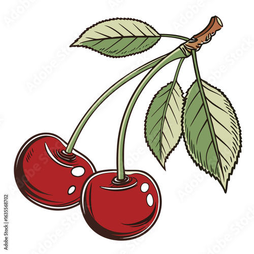 cherry with leaf