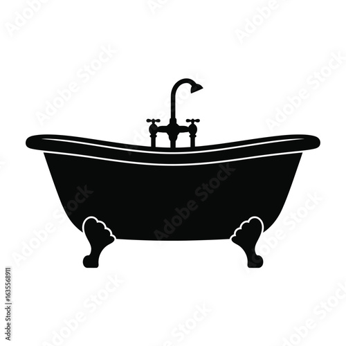 Silhouette of a classic clawfoot bathtub with a faucet