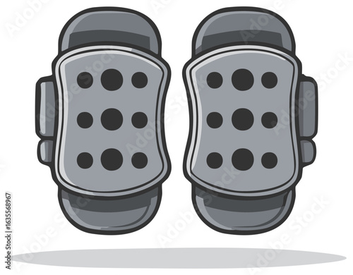 Vector illustration of a pair of gray protective knee pads for sports and activities