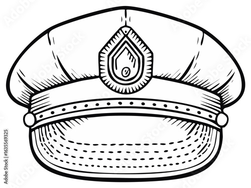 Line art illustration of a police hat