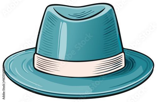Stylish Teal Fedora Hat with Off White Band for Men and Women Fashion Accessory