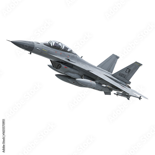 Realistic Isolated Fighter Jet Illustration Against Transparent Background