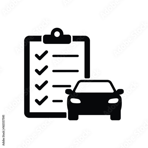 Car inspection checklist icon with checkmarks on clipboard