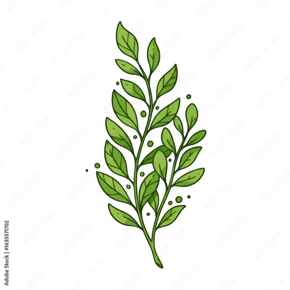Fototapeta premium Realistic Green Leaf Illustration Isolated on Transparent Background