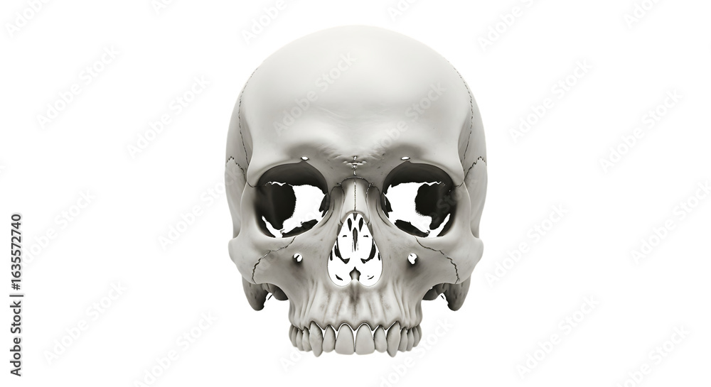 Fototapeta premium Human Skull Front View isolated on a transparent background