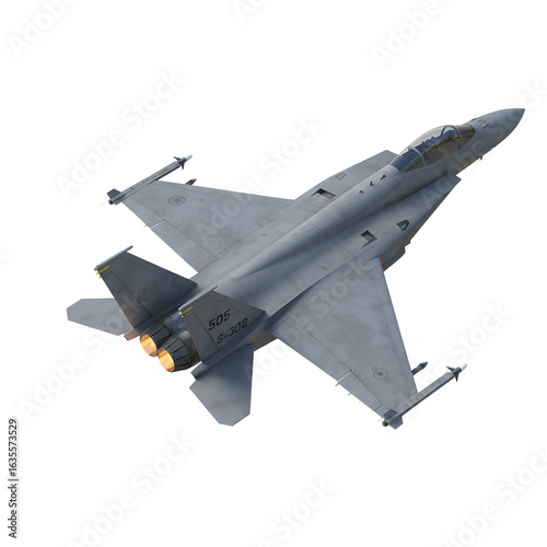 Realistic 3D Render of a Gray Fighter Jet Isolated on Transparent Background