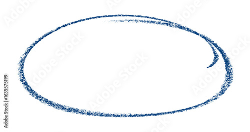 Blue pencil highlight circle mark isolated on transparent background