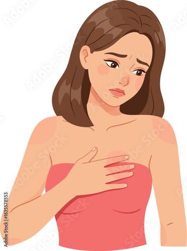 crisp clean stylish elegant modern detailed professional high quality Cartoon Woman Experiencing Discomfort