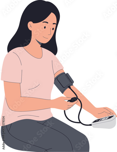 clean stylish elegant modern detailed professional high quality Woman Taking Her Blood Pressure