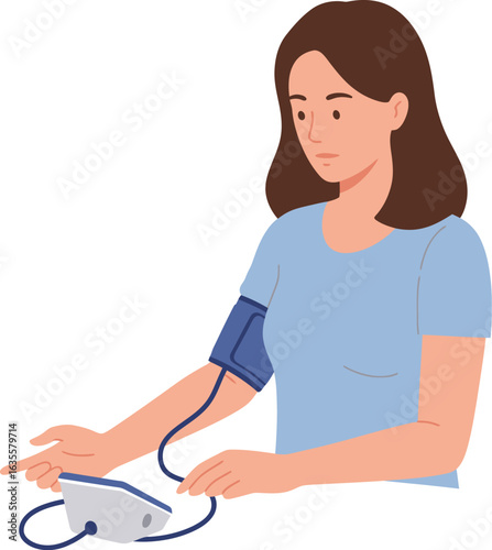clean stylish elegant modern detailed professional high quality Woman Taking Her Blood Pressure