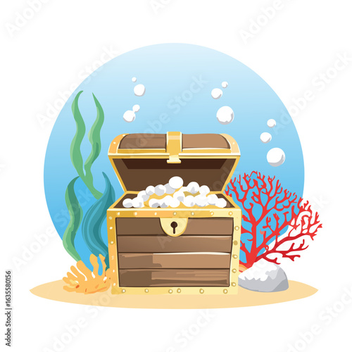 An Open Treasure Chest on the Sea Floor