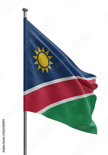 Free Download Realistic Photo Of Namibian National Flag Waving In The Wind Isolated on Transparent Background - GFXLoad