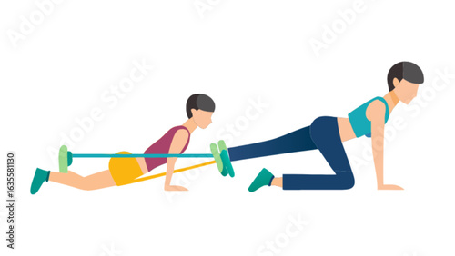 Resistance band exercises for leg workout and glute activation at home fitness training and strength building