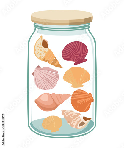 Glass Jar Full of Beautiful Seashells