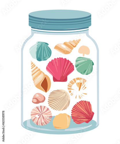  Glass Jar Full of Beautiful Seashells