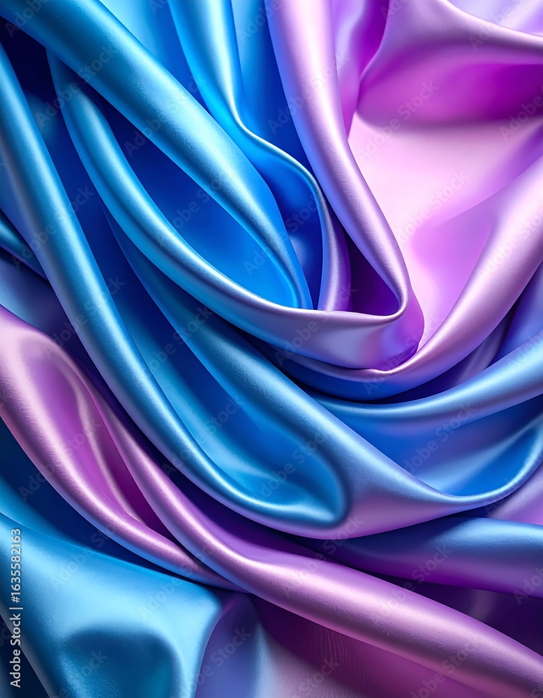 Obraz premium Swirling blue and purple silk fabric, luxurious texture