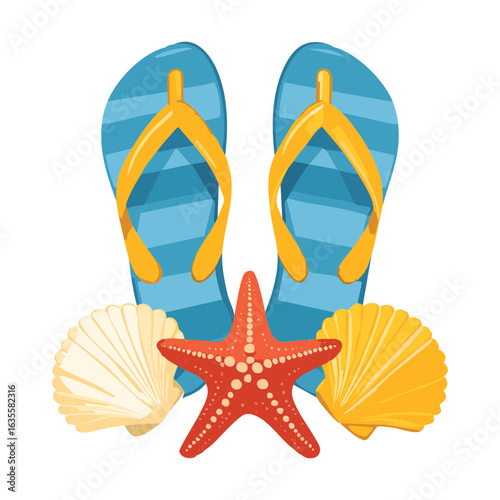 Beach Sandals with Starfish and Seashell