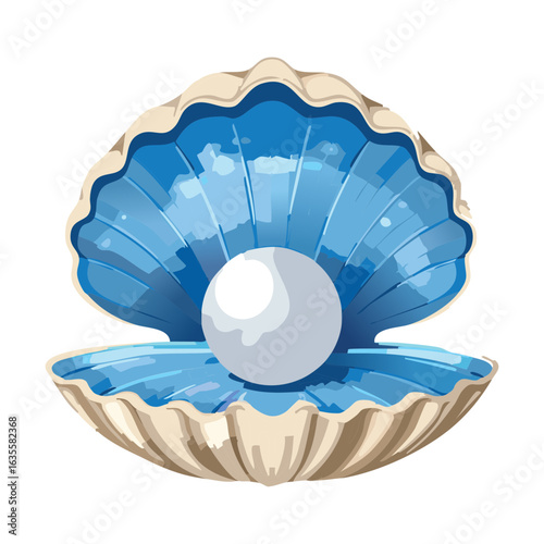 Blue Open Clam Shell with Pearl