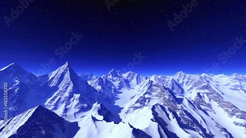 Vast snow-covered mountain range under a starry night sky mountains peaks Vector illustration of