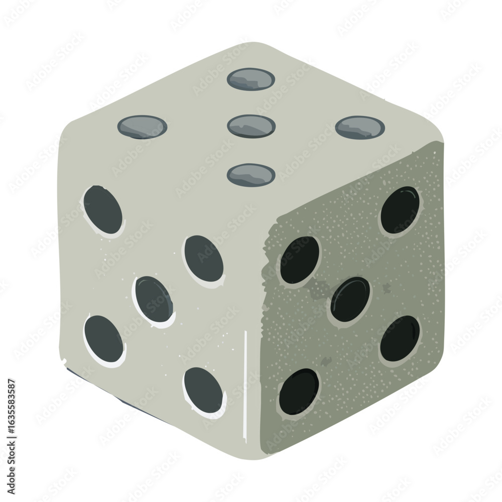 Illustration of a White Dice with Black Speckles Illustration of a White Dice with Black Speckles