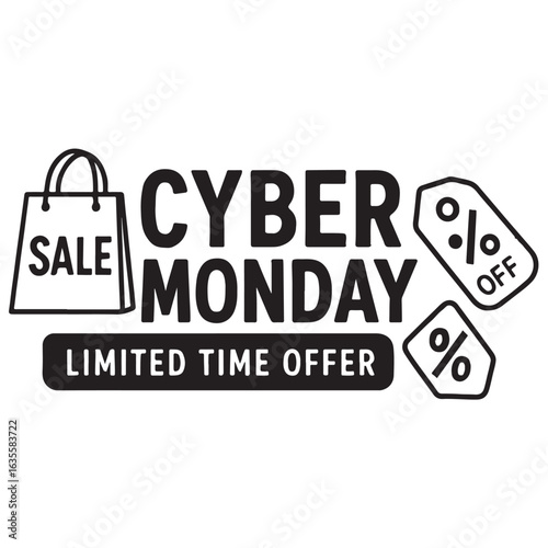 Cyber Monday promotion banner, Poster template vector