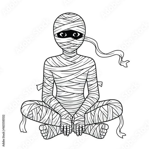 Meditating Mummy Illustration