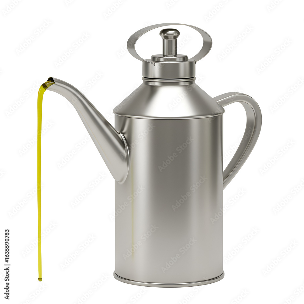Obraz premium Realistic 3D Rendered Oil Container Pouring Liquid with Transparent Background