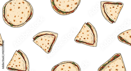 Deliciously prepared folded flatbread filled with savory ingredients making a wonderful meal