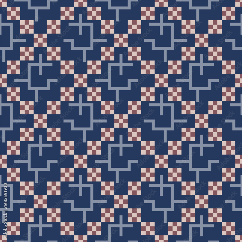 Fototapeta premium Japanese Maze Line Square Diamond Vector Seamless Pattern