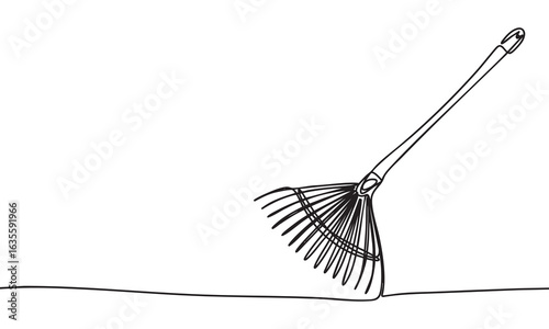 Line Drawing of a Leaf Rake in Minimalist Style