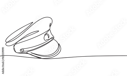 Line Art Illustration of a Police Cap