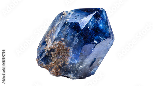 Obraz na płótnie Raw Sapphire crystal, rough blue corundum, natural hexagonal barrel shape, isola