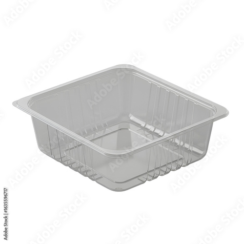 Transparent Plastic Packaging Tray Isolated on a Black Background