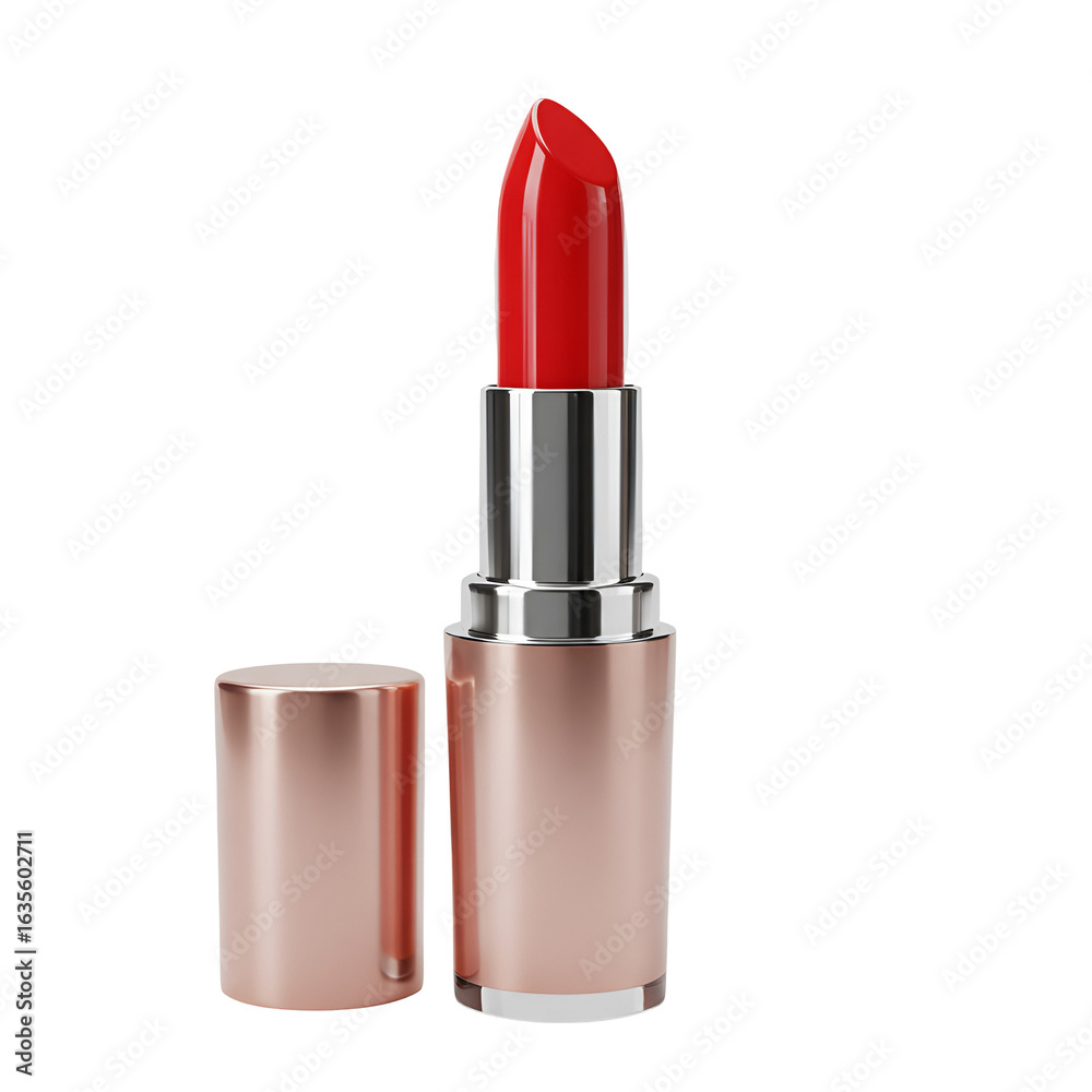 Obraz premium Realistic Lipstick Isolated on Transparent Background in Red Color