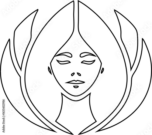Chic woman face outline vector in clean line art style, perfect for beauty salons, wellness spas, and fashion branding.

