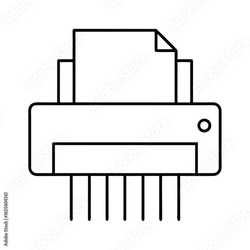 Clean line art illustration of a document paper shredder machine