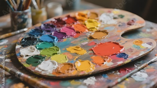 Wallpaper Mural Artist's Palette with Vibrant Paint Colors and Brushes Torontodigital.ca