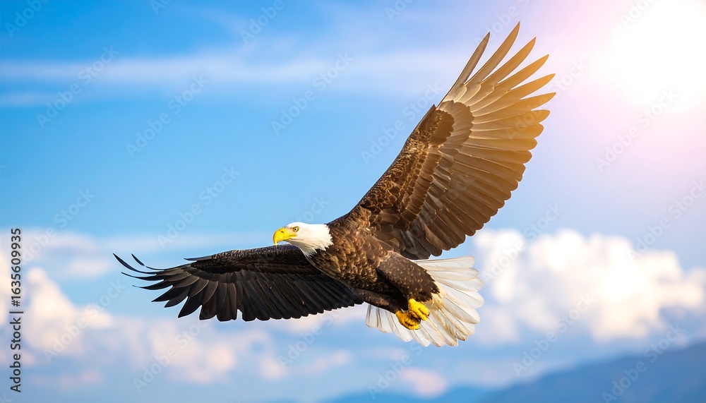 Obraz premium Majestic eagle soaring through a vibrant sky