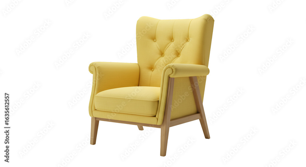 Naklejka premium Yellow Armchair Isolated On Transparent Background Illustration 3D Rendering