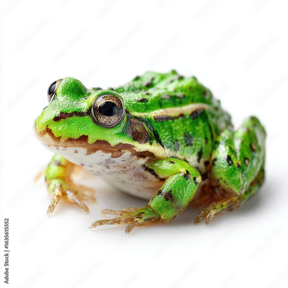 Obraz premium Green Frog Isolated on White Background