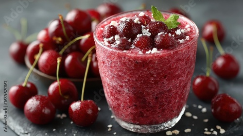 Wallpaper Mural Healthy Cherry Smoothie with Cherry Topping Torontodigital.ca
