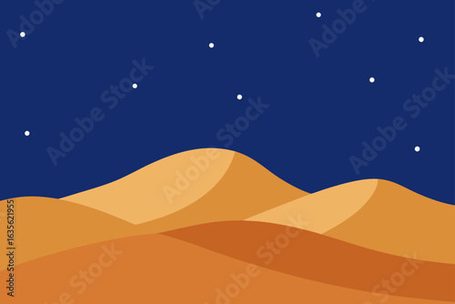 Desert dunes under a starry night sky