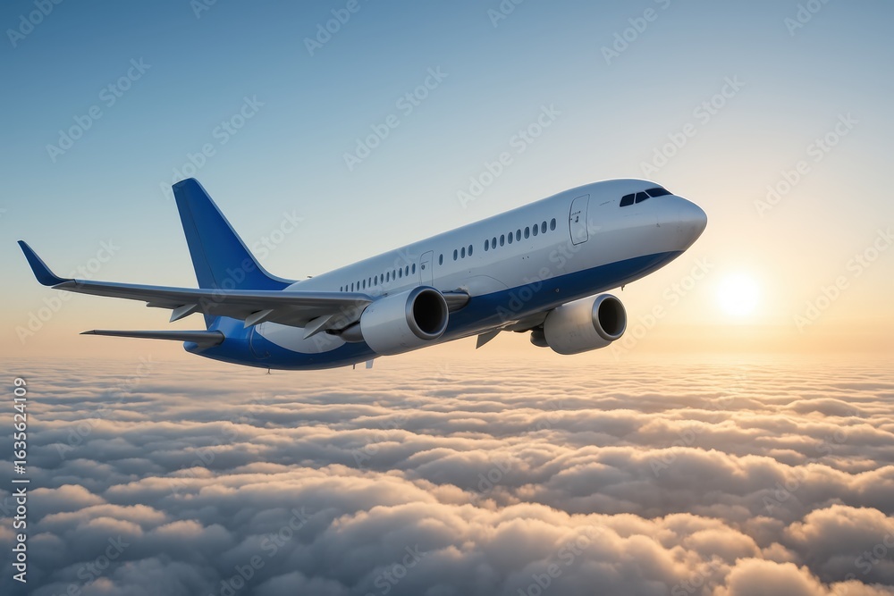 Obraz premium New approach to aviation enhances air travel experience at sunset
