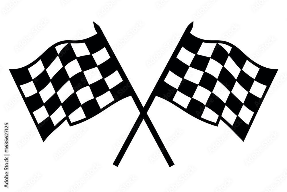 Fototapeta premium Three colorful checkered flags on a white background