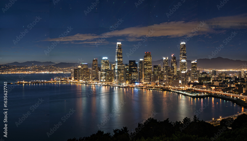 Fototapeta premium Le paysage urbain nocturne